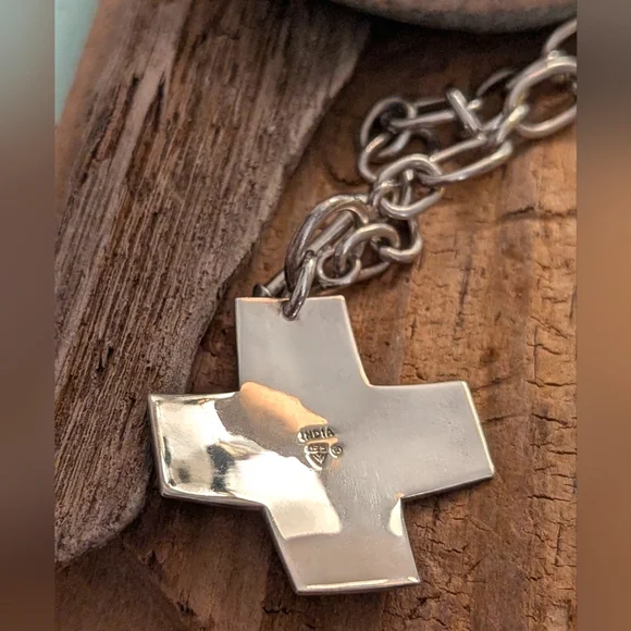 Vintage Retired Silpada Sterling "Virtuosity" Stamped Cross Necklace - Picture 5 of 8